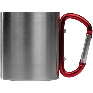 Logotrade promotional gift picture of: Metal mug with snap hook, red