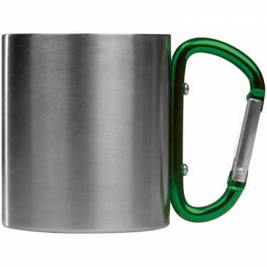 Logo trade corporate gifts image of: Metal mug with snap hook, green