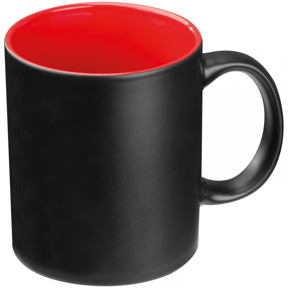 Logotrade promotional products photo of: Black mug with colored inside, Red