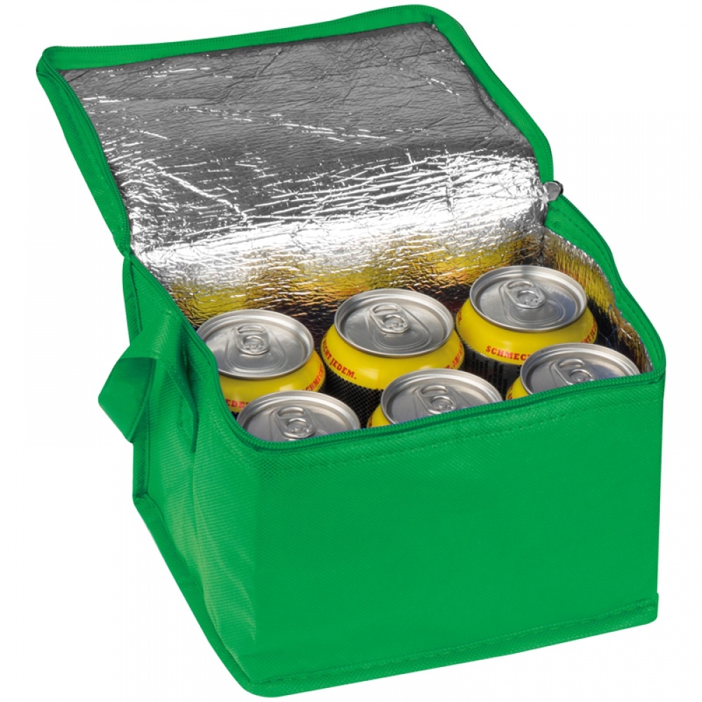 Logo trade promotional merchandise photo of: Non-woven cooling bag - 6 cans, Green