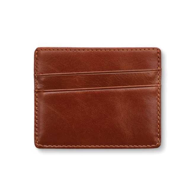 Logo trade promotional giveaways image of: Leather card holder, brown