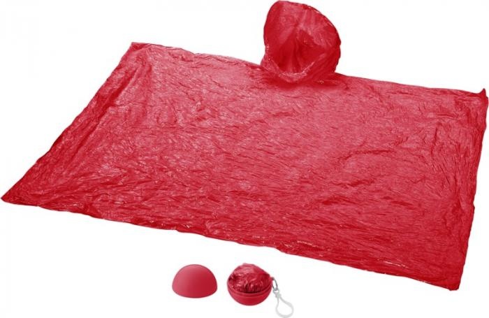 Logo trade promotional giveaways image of: Xina rain poncho in storage ball with keychain, red