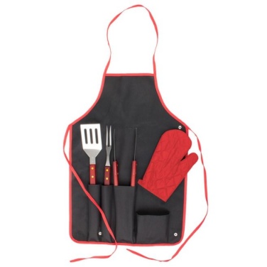 Logotrade promotional merchandise photo of: Axon BBQ set - apron,  glove, accessories, red