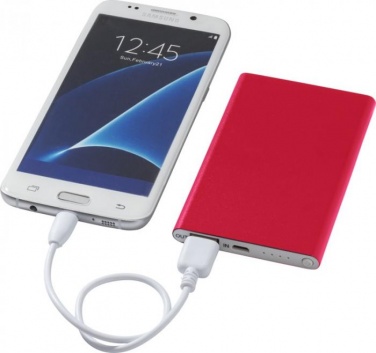 Logo trade promotional gifts image of: Aluminium Power Bank Pep, 4000 mAh, red