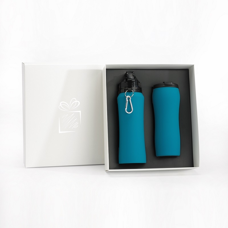 Logotrade promotional product image of: WATER BOTTLE & THERMAL MUG SET, turquoise