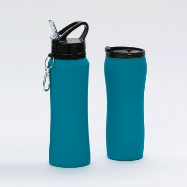 Logo trade promotional gift photo of: WATER BOTTLE & THERMAL MUG SET, turquoise