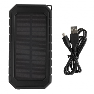 Logo trade promotional gifts image of: 10.000 mAh Solar Powerbank with 10W Wireless Charging, black