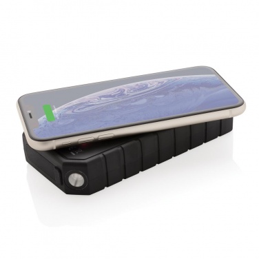 Logo trade promotional items picture of: 10.000 mAh Solar Powerbank with 10W Wireless Charging, black