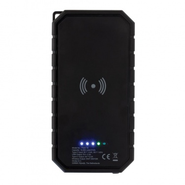 Logo trade advertising products picture of: 10.000 mAh Solar Powerbank with 10W Wireless Charging, black