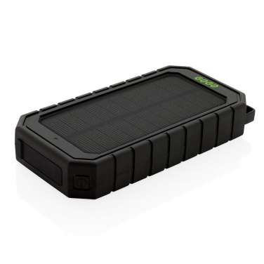 Logo trade promotional gifts picture of: 10.000 mAh Solar Powerbank with 10W Wireless Charging, black