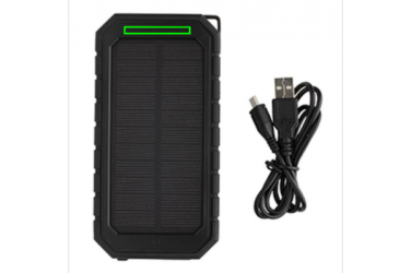 Logo trade promotional giveaway photo of: 10.000 mAh Solar Powerbank with 10W Wireless Charging, black