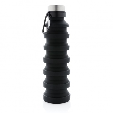 Logotrade promotional merchandise photo of: Leakproof collapsible silicon bottle with lid, black