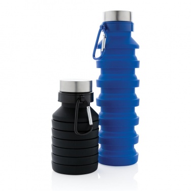 Logo trade advertising product photo of: Leakproof collapsible silicon bottle with lid, black