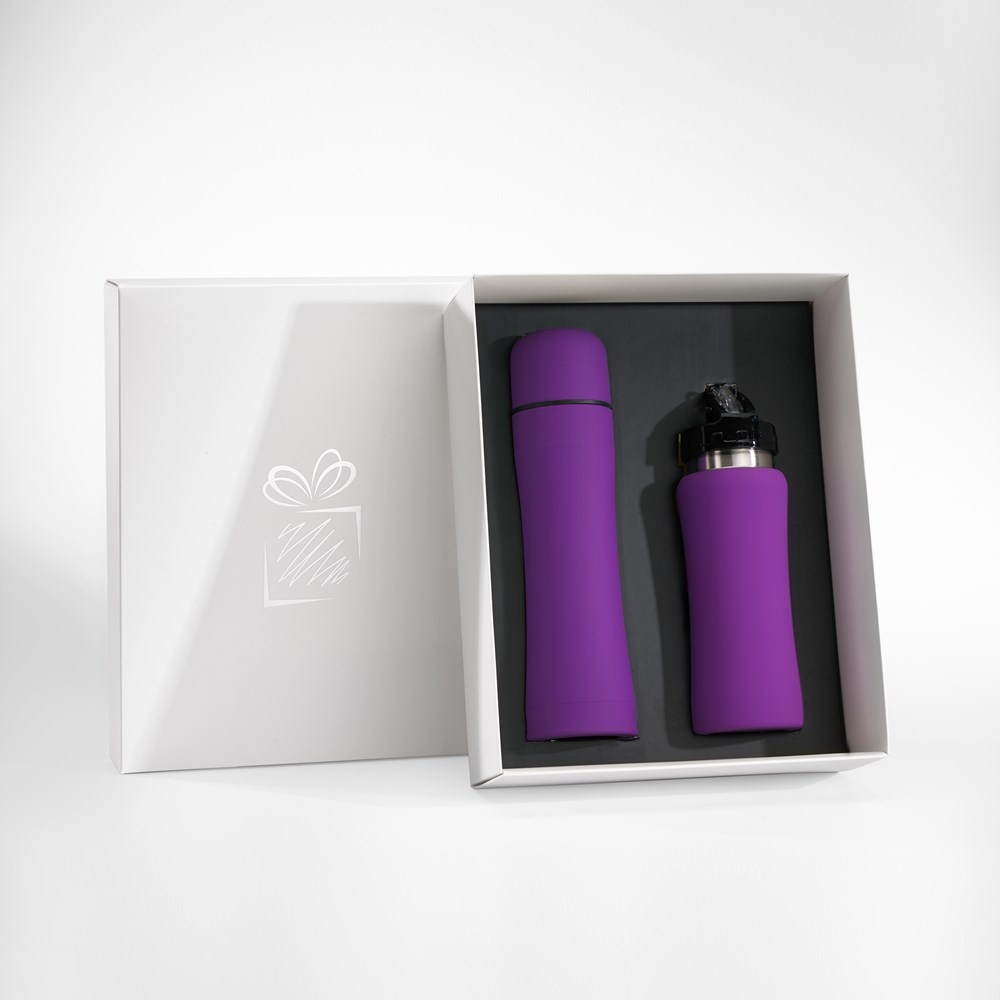 Logo trade corporate gifts picture of: WATER BOTTLE & THERMOS SET, Lilac