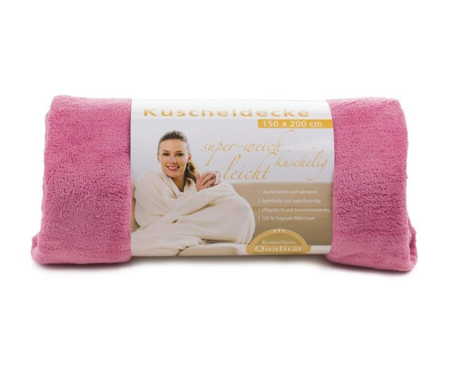 Logo trade business gifts image of: Fleece Blanket Panderoll, 150 x 200 cm, pink