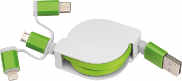 Logotrade promotional merchandise picture of: Charging cable with extension with 3 different plugs, Green