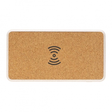 Logo trade promotional giveaways picture of: Cork and Wheat 8.000 mAh 5W wireless powerbank, brown