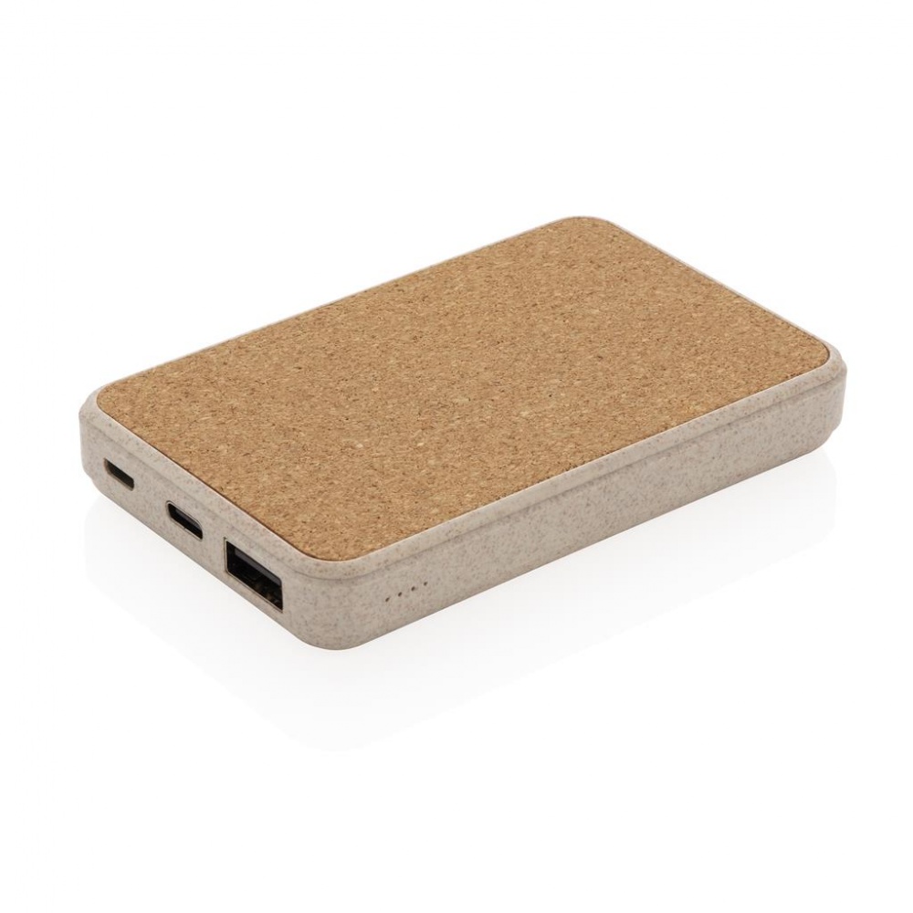 Logotrade promotional merchandise picture of: Cork and Wheat 5.000 mAh pocket powerbank, brown