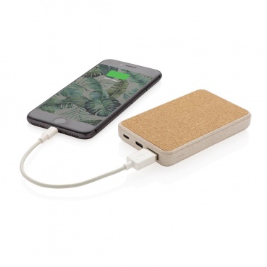 Logo trade promotional products picture of: Cork and Wheat 5.000 mAh pocket powerbank, brown