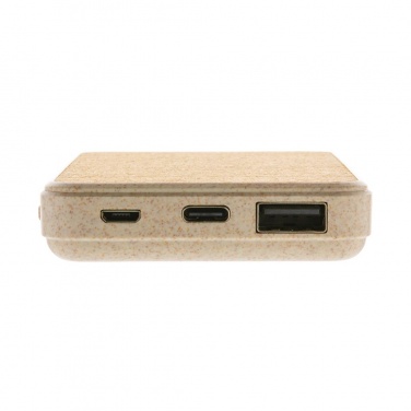 Logo trade promotional product photo of: Cork and Wheat 5.000 mAh pocket powerbank, brown