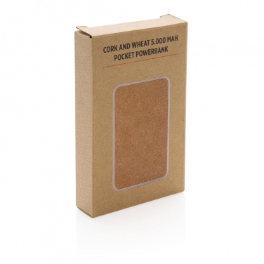 Logo trade advertising products image of: Cork and Wheat 5.000 mAh pocket powerbank, brown