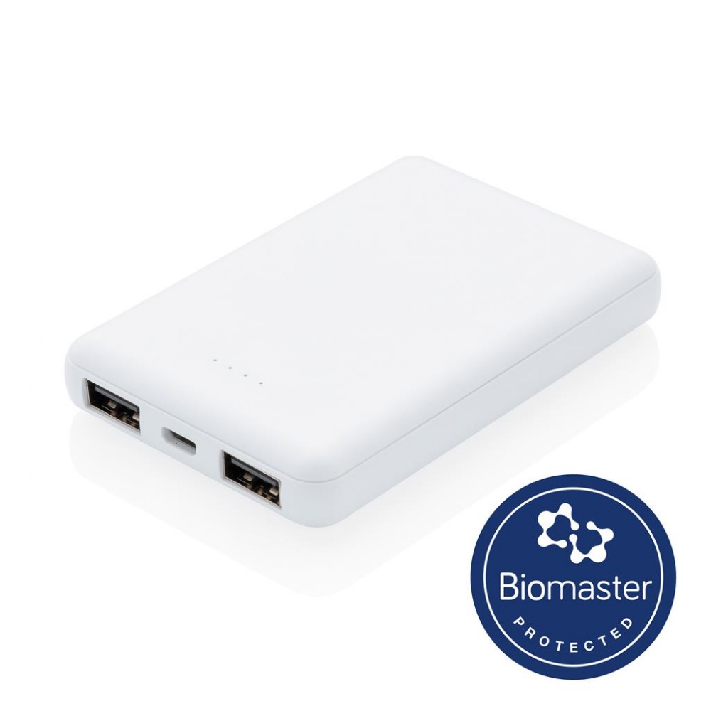 Logo trade promotional gifts picture of: 5.000 mAh antimicrobial powerbank, white