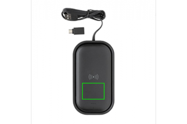 Logo trade promotional gifts image of: Wireless charging 5.000 mAh powerbank base, black