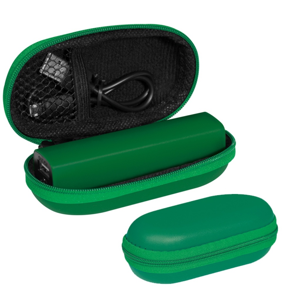 Logo trade advertising products image of: 2200 mAh Powerbank with case, Green