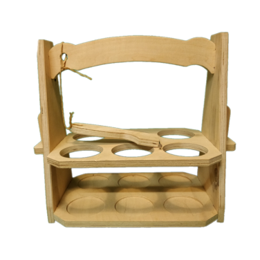 Logo trade promotional merchandise image of: Wooden 6 pack holder, beige