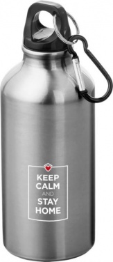 Logo trade promotional merchandise photo of: Oregon drinking bottle with carabiner, silver