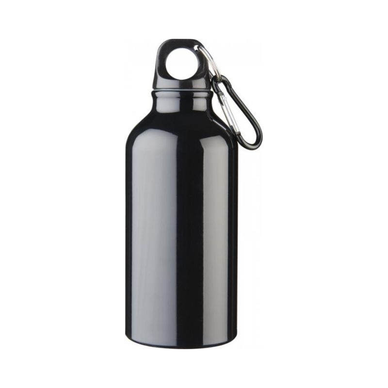 Logo trade promotional merchandise photo of: Oregon drinking bottle with carabiner, black