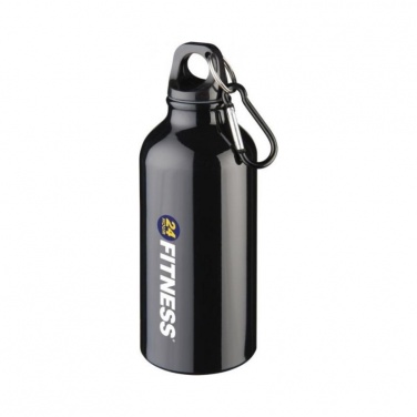 Logo trade promotional merchandise image of: Oregon drinking bottle with carabiner, black