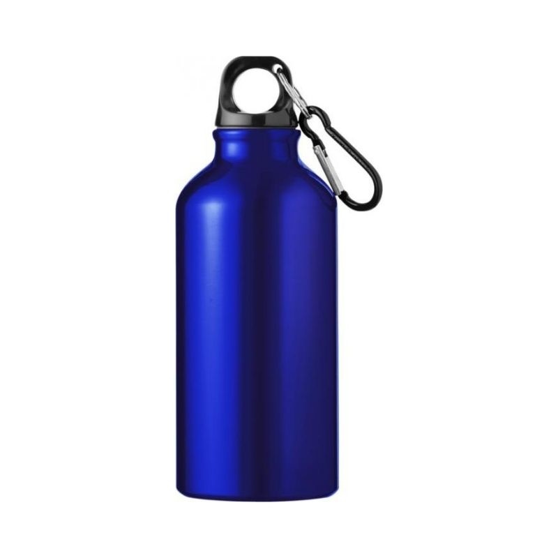 Logo trade promotional giveaway photo of: Oregon drinking bottle with carabiner, blue