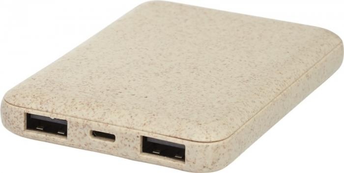 Logo trade promotional items picture of: Asama 5000 mAh wheat straw power bank, beige