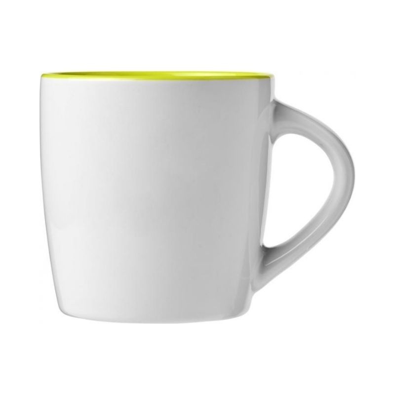 Logo trade advertising product photo of: Aztec 340 ml ceramic mug, white/lime green