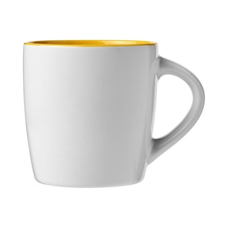 Logo trade promotional products image of: Aztec 340 ml ceramic mug, white/yellow