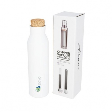 Logo trade business gifts image of: Norse copper vacuum insulated bottle with cork, white