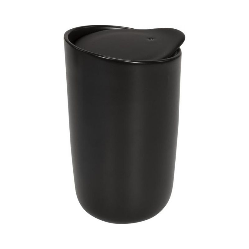 Logo trade promotional giveaway photo of: Mysa 410 ml double wall ceramic tumbler, black