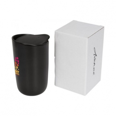 Logo trade promotional merchandise photo of: Mysa 410 ml double wall ceramic tumbler, black