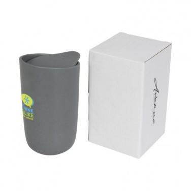 Logo trade promotional items image of: Mysa 410 ml double wall ceramic tumbler, grey