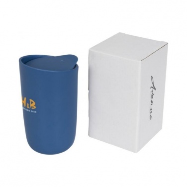 Logo trade business gifts image of: Mysa 410 ml double wall ceramic tumbler, blue