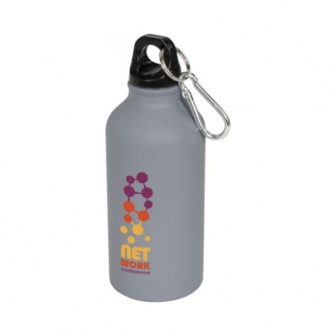 Logo trade promotional giveaways image of: Oregon matte 400 ml sport bottle with carabiner, grey