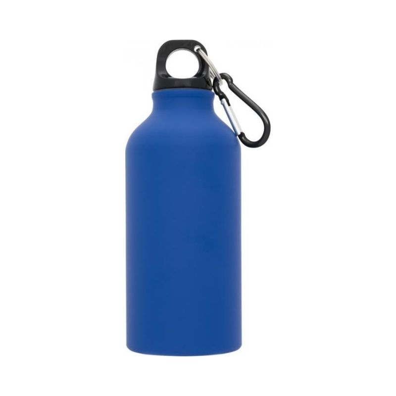 Logo trade promotional items image of: Oregon matte 400 ml sport bottle with carabiner, blue