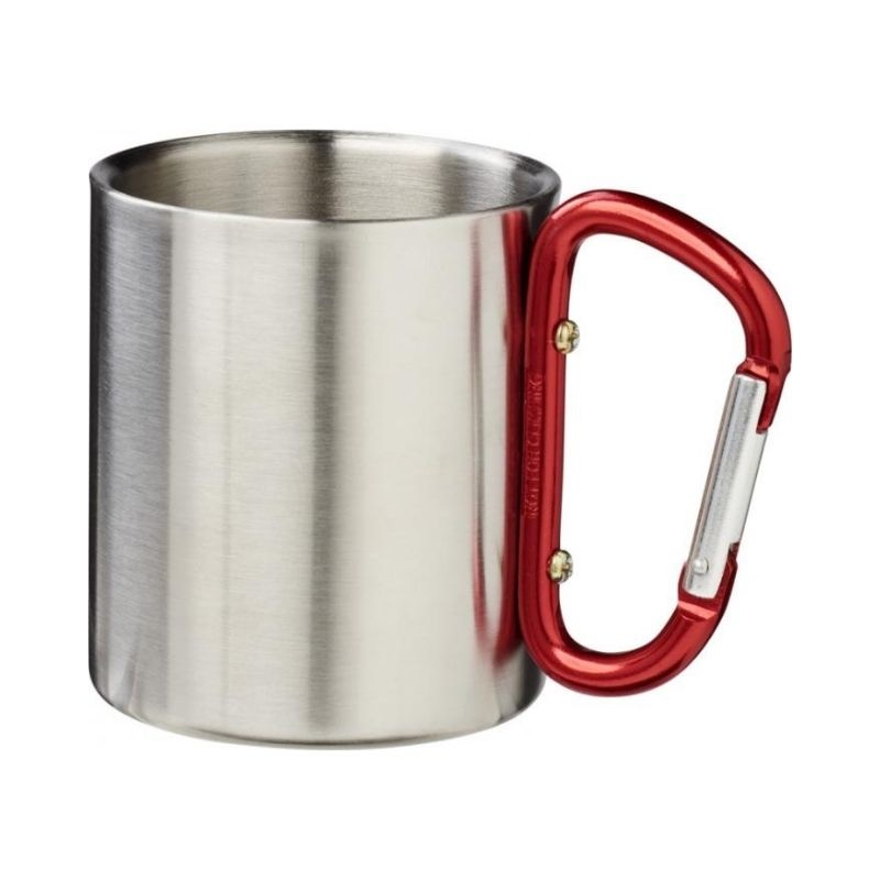 Logo trade promotional items picture of: Alps 200 ml vacuum insulated mug with carabiner, red