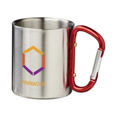 Logo trade corporate gifts image of: Alps 200 ml vacuum insulated mug with carabiner, red