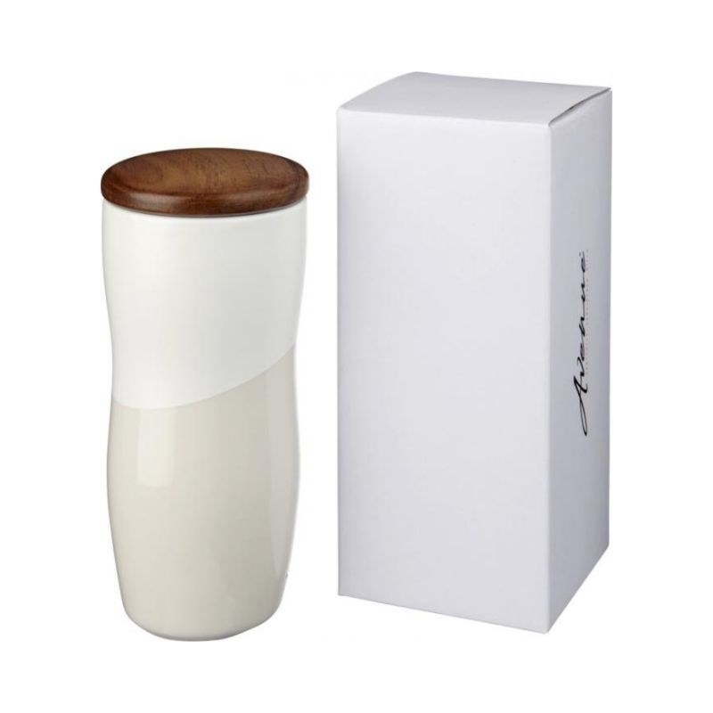 Logotrade advertising product picture of: Reno 370 ml double-walled ceramic tumbler, white