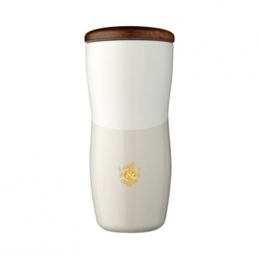 Logo trade promotional product photo of: Reno 370 ml double-walled ceramic tumbler, white