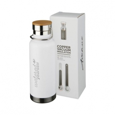 Logo trade promotional merchandise image of: Thor 480 ml copper vacuum insulated sport bottle, white