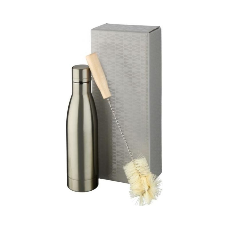 Logo trade advertising products picture of: Vasa copper vacuum insulated bottle with brush set, titanium