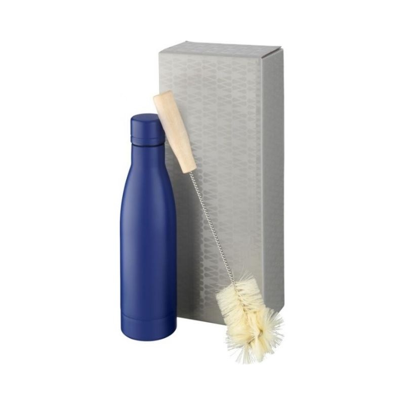 Logotrade promotional item image of: Vasa copper vacuum insulated bottle with brush set, blue